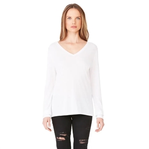Bella + Canvas Ladies' Flowy Long-Sleeve V-Neck | https://www.bestnamebadges.com
