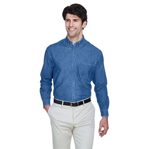 UltraClub Men's Cypress Denim With Pocket | https://www.bestnamebadges.com