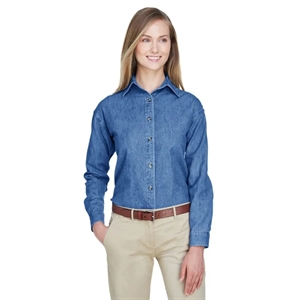 UltraClub Ladies' Cypress Denim | https://www.bestnamebadges.com