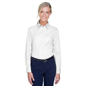 UltraClub Ladies' Whisper Twill | https://www.bestnamebadges.com
