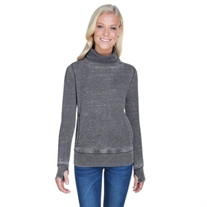 J America Ladies' Zen Fleece Cowl Neck | https://www.bestnamebadges.com