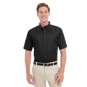 Harriton Men's Foundation 100% Cotton Short-Sleeve Twill ... | https://www.bestnamebadges.com