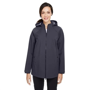 North End Ladies' City Hybrid Soft Shell Hooded Jacket | https://www.bestnamebadges.com