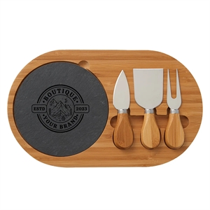 4-Piece Oval Slate Cheese Board Set