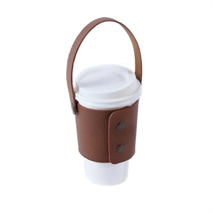 Reusable PU Leather Cup Sleeve Handle Coffee Carrier