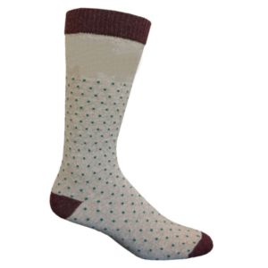 USA Made Flat Knit Wool Crew Dress Sock w/ All Over Design