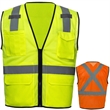 Hi Viz Class 2 Safety Zipper Vest Reflective X Back 4 Pocket | https://www.bestnamebadges.com