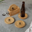 Bamboo Coaster Set With Bottle Opener | https://www.bestnamebadges.com