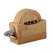 Bamboo Coaster Set With Bottle Opener | https://www.bestnamebadges.com