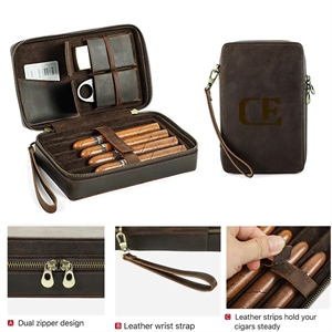 4-cigar Vintage Genuine Leather Cigar Case