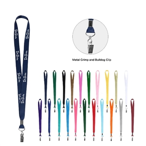 3/4" Custom Sublimated Lanyard W/ Metal Crimp & Bulldog Clip