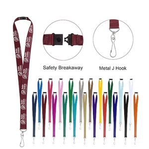 3/4" FULL COLOR POLYESTER LANYARD W/ J HOOK AND BREAKAWAY