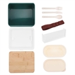 Bamboo Suqare Rectangle Bento Box Lunch Set with Utensils | https://www.bestnamebadges.com