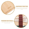 Bamboo Suqare Rectangle Bento Box Lunch Set with Utensils | https://www.bestnamebadges.com