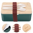 Bamboo Suqare Rectangle Bento Box Lunch Set with Utensils | https://www.bestnamebadges.com