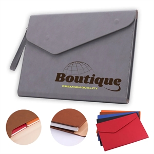 PU Leather A4 File Document Folder Portfolio with lanyard