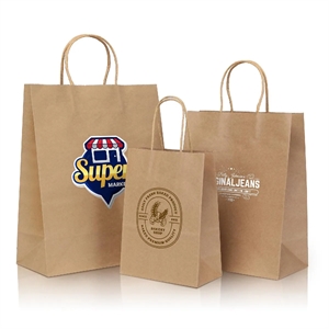 NATURAL KRAFT PAPER SHOPPER TOTE BAG - SMALL