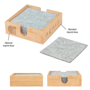 Bamboo & Recycled Felt Coaster Set | https://www.bestnamebadges.com