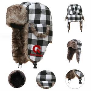 WarmThick Winter Windproof Unisex Plaid Trapper Hat