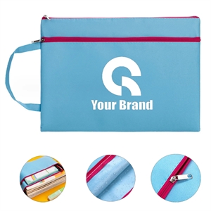 Portable A4 Handle Zipper File Bags All Over Printing