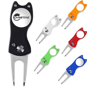Golf Divot Repair Tool Pitch Fork With Magnetic Ball Marker