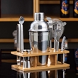 Custom Fashion 8-Piece Silver Cocktail Shaker Set | https://www.bestnamebadges.com