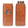 Leather Cigar Case with Silver Stainless Steel Cutter | https://www.bestnamebadges.com