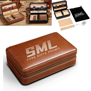 4 Finger Portable Travel Leather Cigar Case