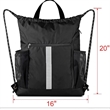 Drawstring Bag with Shoe Compartment and Water Bottle Holder | https://www.bestnamebadges.com