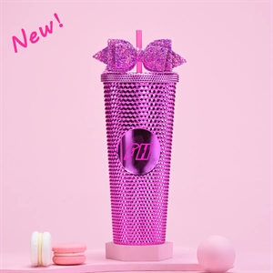 24oz Bling Pink Studded Tumbler