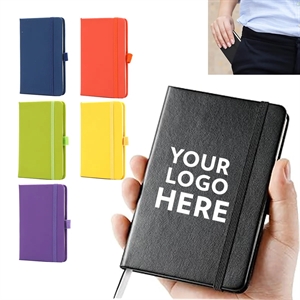 A6 Hardcover Pocket Notebook Journals with Pen Holder