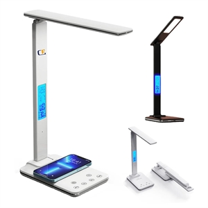 Foldable Smart Wireless Charging Table Lamp with Clock Alarm