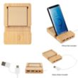 Bamboo Multi-Port Hub With Phone Holder & Sticky Notes | https://www.bestnamebadges.com