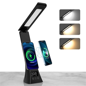 Foldable Smart LED Desk Lamp with Wireless Charger Digital C