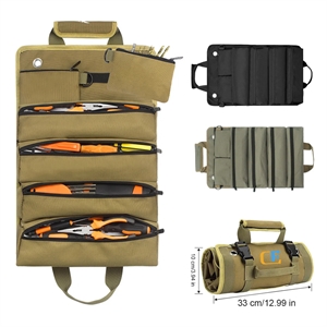 Roll Up Tool Bag Organizer with Removable Pouches