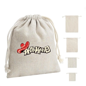 SMALL COTTON AND LINEN DRAWSTRING BAG ( 4'' x 4.7'' )