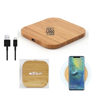 Wireless Bamboo Charger With Light Up Logo