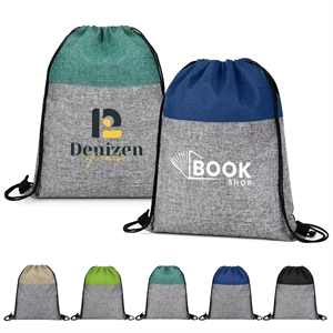 Two Tone Heathered Drawstring Backpack ( 13" x 16.5" )