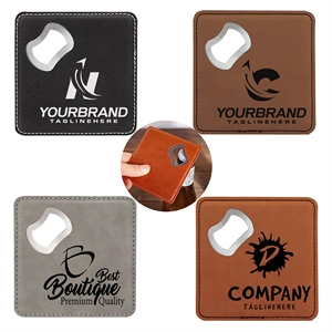 Custom Engraved Leatherette Coaster With Bottle Opener