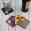 Custom Engraved Leatherette Coaster With Bottle Opener | https://www.bestnamebadges.com