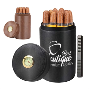 Portable Leather Cigar Humidor Case Jar For Travel Business