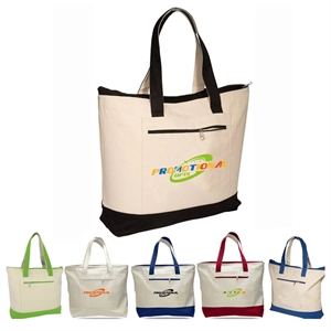 Custom Canvas Zippered Boat Tote Bag