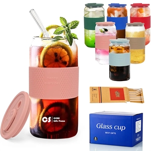 16oz Can Shaped Glass Cups with Silicone Sleeve