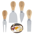 Wooden Handle Stainless Steel Cheese Knife Tools 4 Set | https://www.bestnamebadges.com