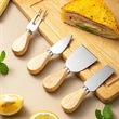 Wooden Handle Stainless Steel Cheese Knife Tools 4 Set | https://www.bestnamebadges.com