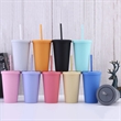 16OZ Reusable Matte Double Wall Plastic Straw Cup With Lid | https://www.bestnamebadges.com