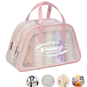 Dry Wet Toiletry Bag Clear Travel Makeup Pouch with Handle