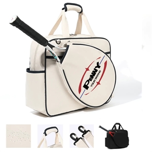 Wipeable Tennis Racket Shoulder Pickleball Gym Tote Bag