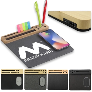Custom Bamboo Wooden 15W Phone Wireless Charging Mouse Pad