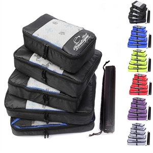 6Pc Packing Cube Zipper Compression Pouch Travel Storage Bag